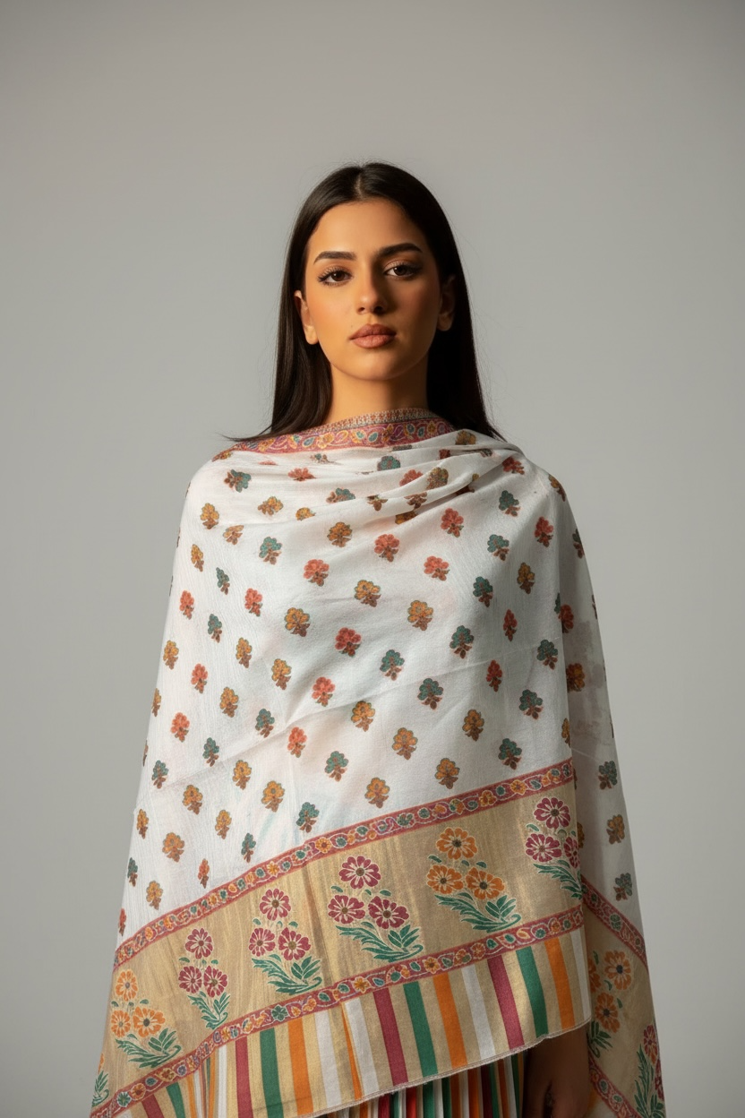 Supereme toosh kani boti with moonlight palla shawl