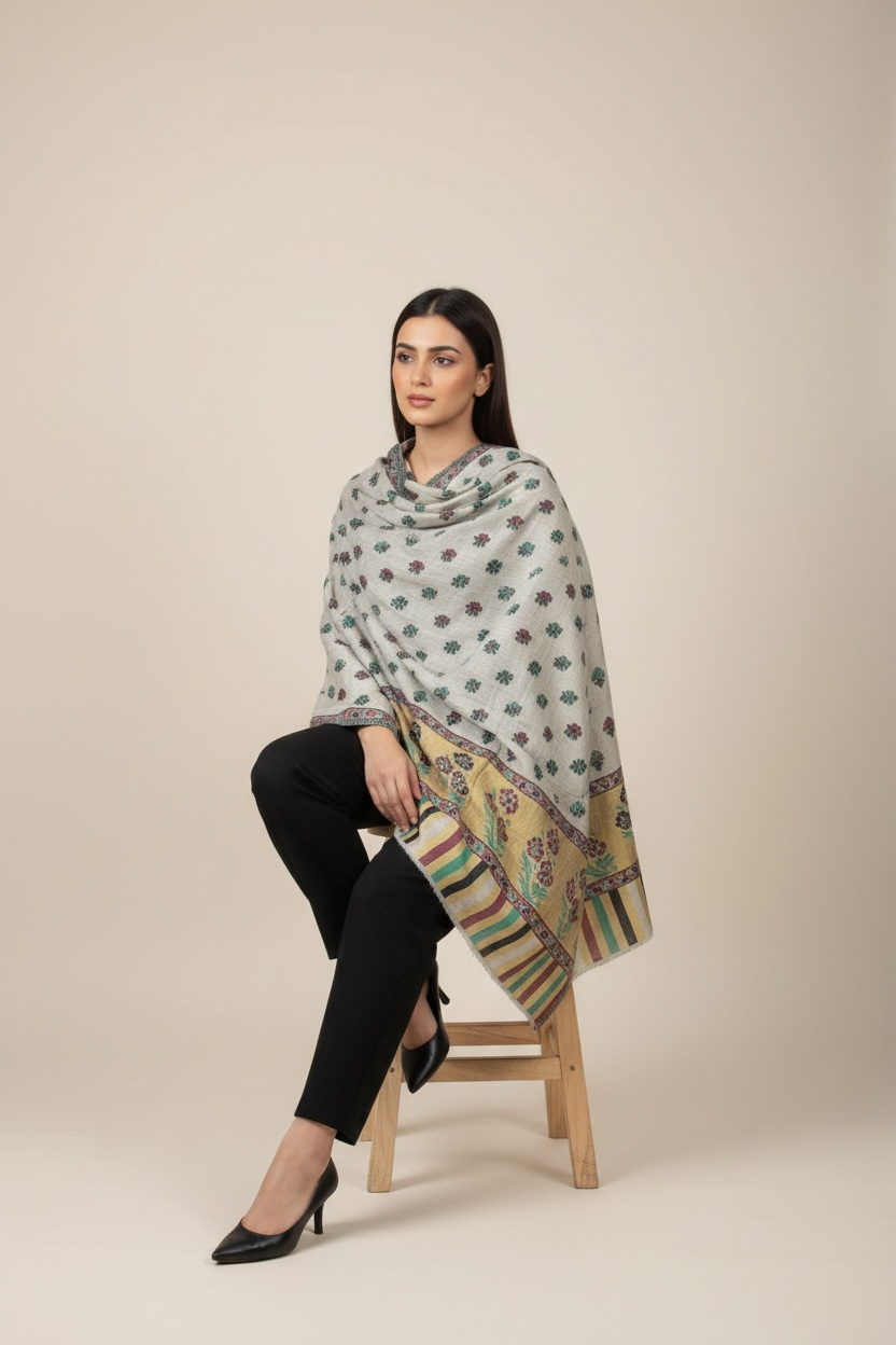 Supereme toosh kani boti with moonlight palla shawl