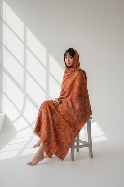 Naranji Rani kani shawl -Reverisable
