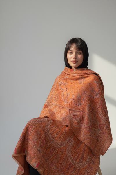Naranji Rani kani shawl -Reverisable