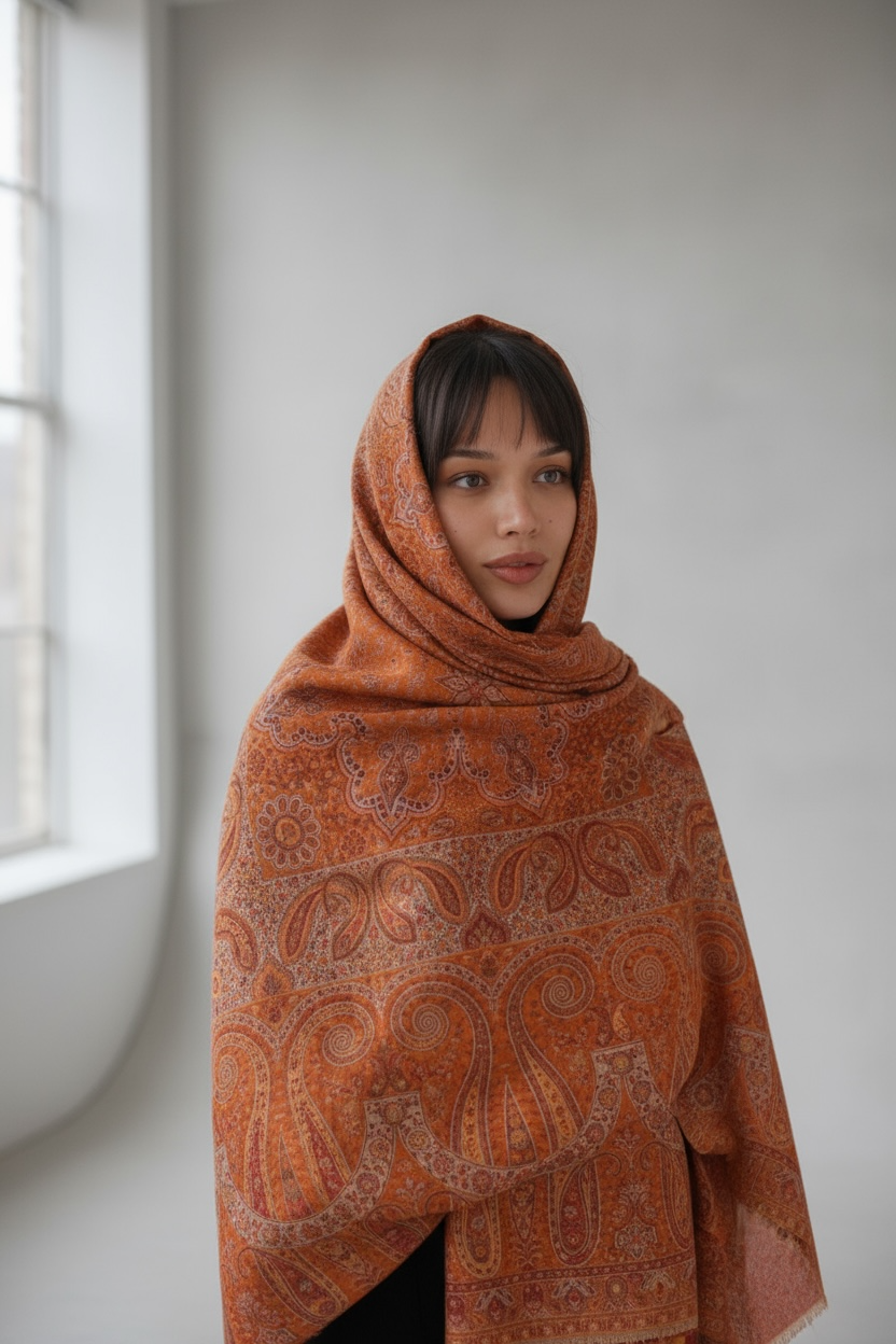 Naranji Rani kani shawl -Reverisable
