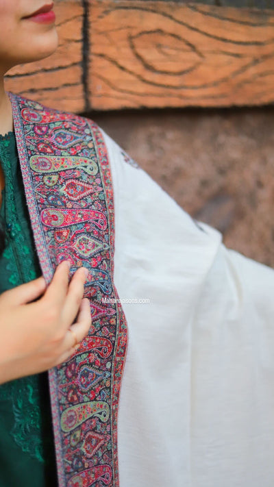 Pashmina-kani Border Shawl