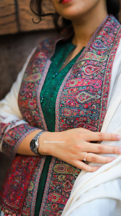 Pashmina-kani Border Shawl