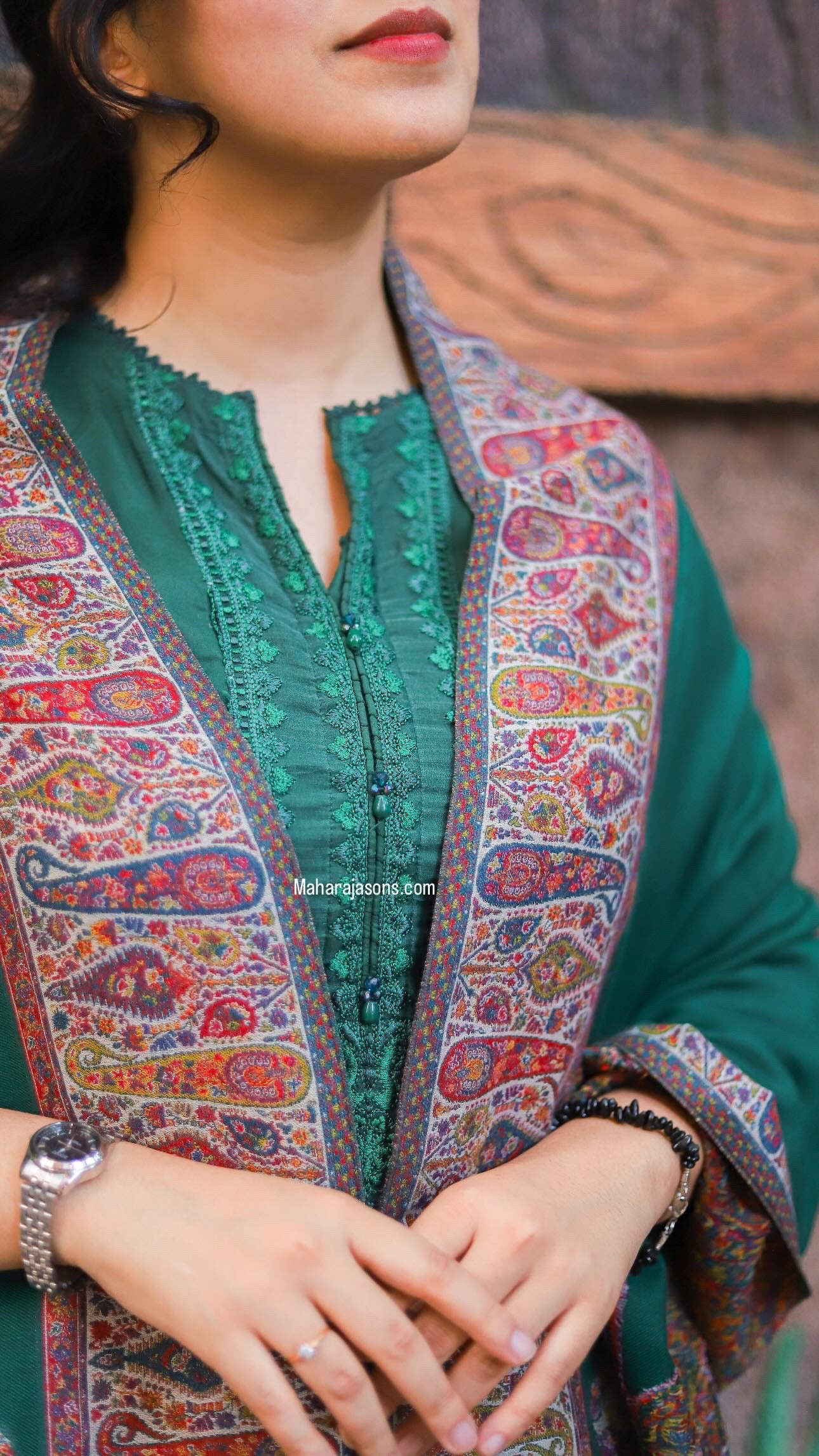 Pashmina-kani Border Shawl