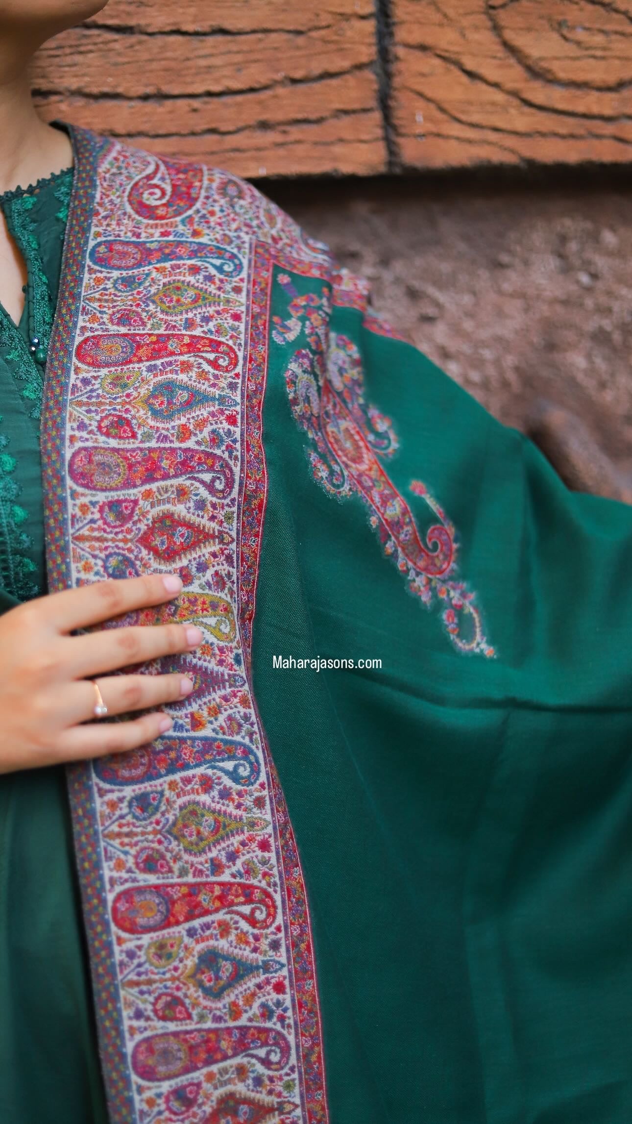 Pashmina-kani Border Shawl