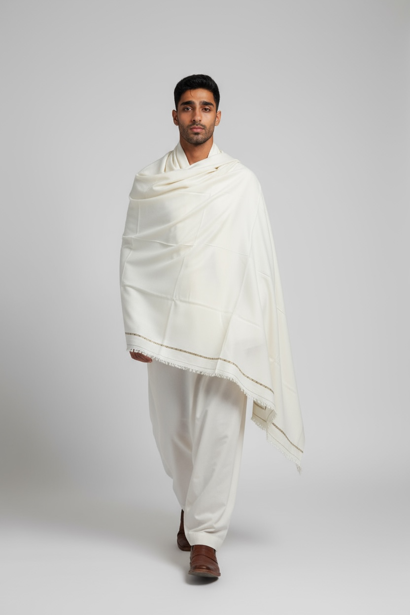 PREMIUM MEN SHAWL WHITE